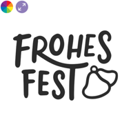Frohes Fest – Weihnachtsaufkleber mit Glockenmotiv