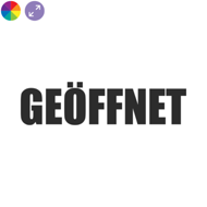 Geöffnet – Hinweisaufkleber für Ladenöffnungszeiten