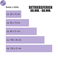 Betriebsferien – Individueller Hinweisaufkleber fürs Schaufenster